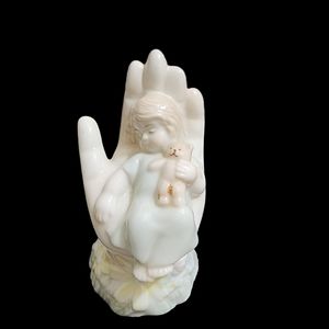 Vintage baby in hand sleeping with teddy bear porcelain